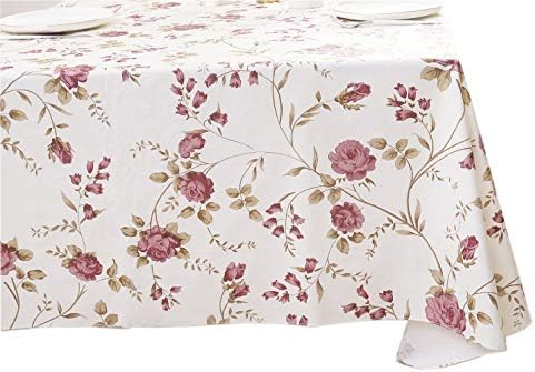 Heavy Duty Vinyl Tablecloth with Flannel Backing Waterproof Oil-Proof Plastic Table Cloth Stain-Resistant Wipeable Rectangle or Square Table Cover for Indoor and Outdoor (Flowers, 60X84 Inch)