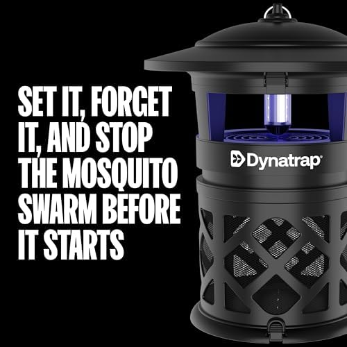 DynaTrap DT2030SR Fly Traps Outdoor - Mosquito & Flying Insect Killer for 1 Acre – Kills Flies, Gnats, Wasps - Bug Zapper Alternative - Black