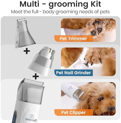 oneisall Dog Grooming Vacuum, Pet Grooming Vacuum with Clipper Nail Grinder, 1.5L Dust Cup Dog deshedding Vacuum Brush with 7 Pet Grooming Tools for Shedding Pet Hair, Home Cleaning