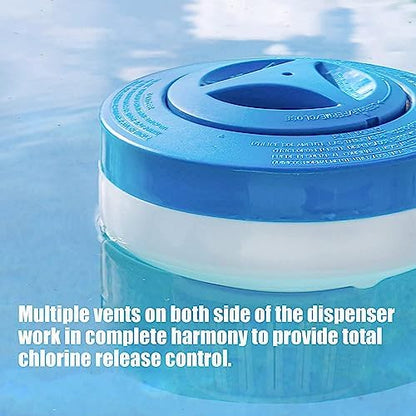 Floating Chlorine Dispenser, Pool Spa Chlorine/Bromine Floater,7" Large Capacity Floating Chlorinator & Bromine Holder Fits 3 Inch Chemical Tablets（Collapsible）