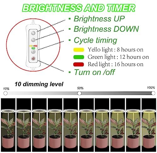 Plant Grow Light,Yadoker LED Growing Light Full Spectrum for Indoor Plants,Height Adjustable, Automatic Timer, 5V Low Safe Voltage,Idea for Small Plant Light…