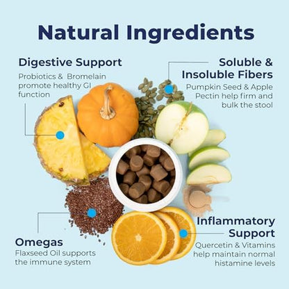 Vetnique Glandex Anal Gland Soft Chew Treats with Pumpkin for Dogs Digestive Enzymes, Probiotics Fiber Supplement for Dogs Boot The Scoot (Peanut Butter Chews, 60 Count)