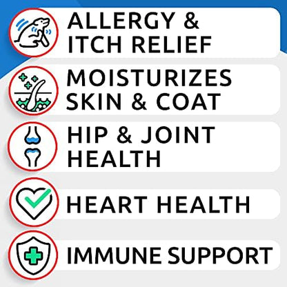 BARK&SPARK Omega 3 for Dogs - 180 Fish Oil Treats for Dog Shedding, Skin Allergy Chews, Itch Relief, Hot Spots Treatment - Joint Health - Skin and Coat Supplement - EPA & DHA Fatty Acids - Salmon Oil