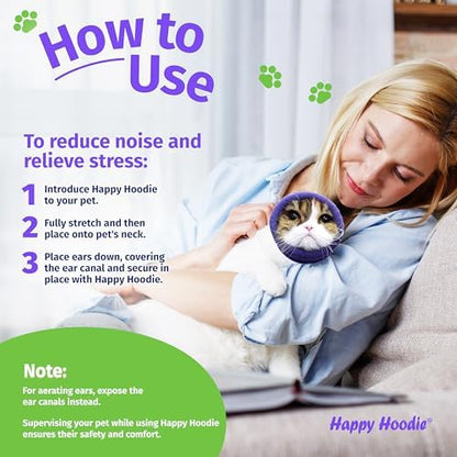 Happy Hoodie The Original Dog & Cat Calming Band - American Brand - Anxiety Relief/Noise Protection - Grooming - Thunder - Fireworks (Large, Black) - Since 2008