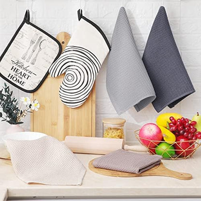 Homaxy 100% Cotton Waffle Weave Kitchen Dish Cloths, Ultra Soft Absorbent Quick Drying Dish Towels, 12 x 12 Inches, 6-Pack, Mixed Color