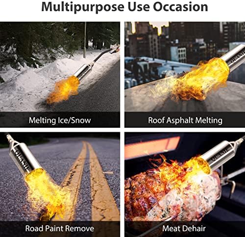Propane Torch Burner Weed Torch High Output 2,400,000 BTU with 10FT Hose,Heavy Duty Blow Torch with Flame Control and Turbo Trigger Push Button Igniter,Flamethrower for Garden Wood Ice Snow Road (Blue