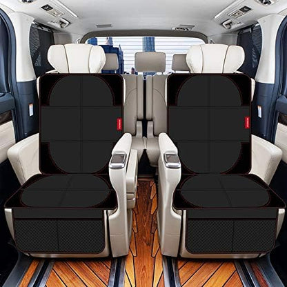 Car Seat Protector, 2 Pack Carseat Protector with Thick Padding, Baby/Pets for Child Car Seat-Mesh Pockets-Waterproof-Universal Size(Black)