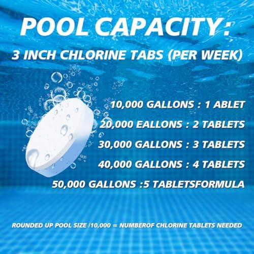 Aqua Pura Chlorine Tablets for Swimming Pool,3" Pool Supplies, Individually Wrapped Stabilized Chlorine Tablets, Long-Lasting, Slow Dissolve,Kill Bacteria,UV Protected,90% Available，4 LB