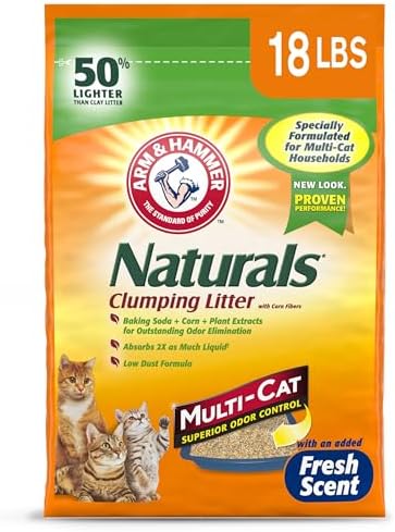 ARM & HAMMER Naturals Clumping Cat , Litter Odor Control, Multi Cat Litter, 18 lb. Bag