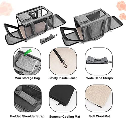 Pet Carrier for Large Cats, Soft-Sided Cat Carrier for Medium Big Cats and Puppy up to 20lbs, Washable Dog Carrier Privacy Protection for Home Outdoor Travel