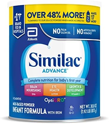 Similac Advance Infant Formula With Iron, Baby Formula Powder, 30.8-oz Value Can