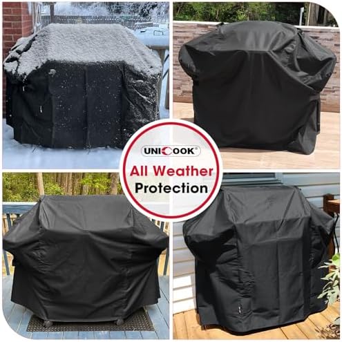Unicook 58 Inch Grill Cover for Weber Genesis II, LX 300 Series and Genesis 300 Series Gas Grills, Heavy Duty Waterproof Fade Resistant BBQ Cover, All Weather Protection, Compared to Weber 7130