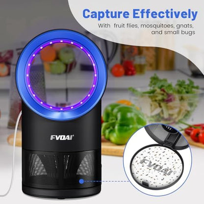 Fly Traps Indoor,Fruit Fly Trap for Indoors Mosquito Trap Indoor Insect Trap with Suction, Time Setting, Bug Light & 10 Pcs Sticky Glue Boards (Blue)