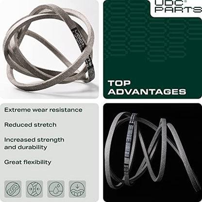 UDC Parts GX21833 Mower Deck Belt for John Deere D140 L130 L120 LA145 D160 E140 LA130 E170 D155 S170 E160 S140 Z255 with 48 inch Deck Replaces OEM GX20571 / Aramid Cord