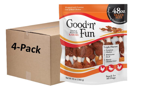 Good'n'Fun Triple Flavored Rawhide Kabobs for Dogs 3 Pound (Pack of 4)