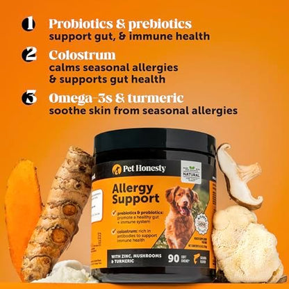 Dog Allergy & Itch Relief - Advanced Itch Supplement with Probiotics for Dogs - Immune Support & Skin Relief for Seasonal Allergies - Natural Itchy Skin & Paw Relief - (Salmon, 90 Ct)