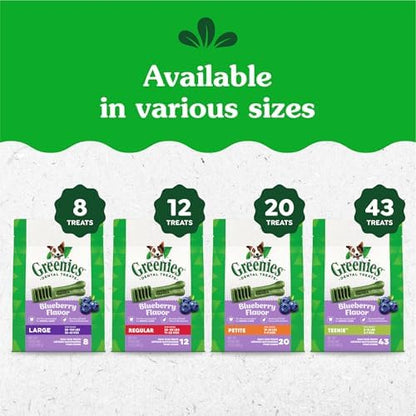 Greenies Petite Dental Dog Treats, Blueberry Flavor, 12 oz. Pack (20 Treats)