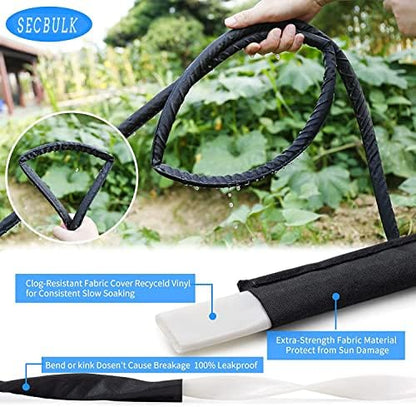 2025 Flat Soaker Hose 100 ft for Garden, 100' (50ft x 2) Linkable Drip Hose Diy Garden Irrigation System Saving 80% Water, Dual-layer Leak-free Design Water Hose with Holes