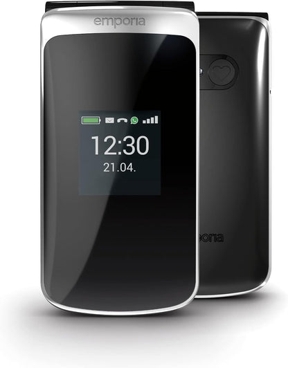 Emporia TOUCHsmart.2 New Edition, 4G Handy für Senioren, dedizierte Taste für Whatsapp und Messaging-App, hohe Lautstärke, 3.25" Farbdisplay, Ladestation, Schwarz (Italien)