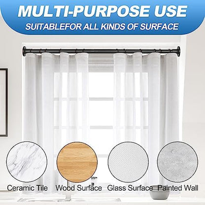 Black Shower Curtain Rod 31 to 80 Inch,1 Inch Diameter Adjustable Spring Tension Stainless Steel Telescoping Rod,Easy Install,No Rust