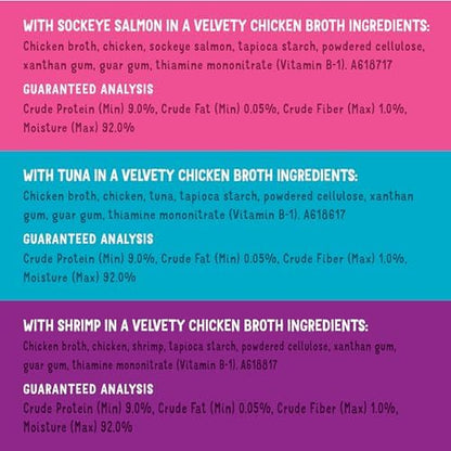 Purina Friskies Grain Free Wet Cat Food Lickable Cat Treats Variety Pack, Lil' Soups With Salmon, Tuna or Shrimp - (Pack of 30) 1.2 oz. Cups