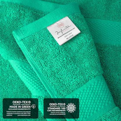 Infinitee Xclusives Premium White Bath Towels for Bathroom Set of 4 (27x54 Inches), 100% Soft Ring-Spun Cotton Bathroom Towels (Vivid Green, Bath Sheet Pack of 2)