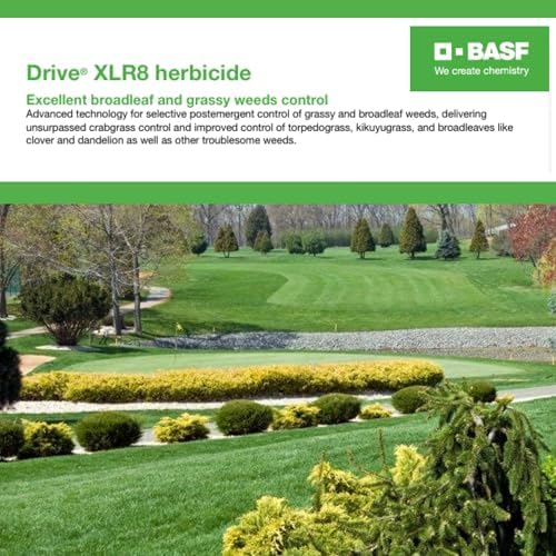 BASF Drive XLR8 Crabgrass Killer for Lawn & Turf, Post Emergent Grassy & Broadleaf Weed Control, Active Ingredient Quinclorac, 30 Day Residual, Herbicide, Concentrate 64 Ounce