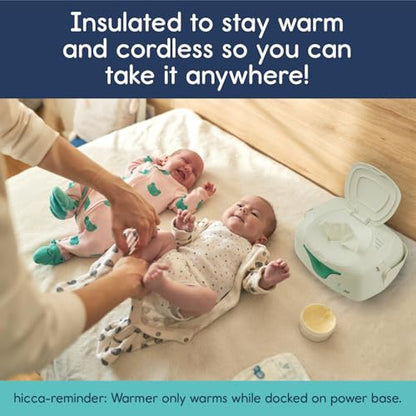 hiccapop Portable Baby Wipe Warmer, Baby Wipes Warmer for Babies Includes 2 Power Bases, Diaper Wipe Warmer with Changing Light