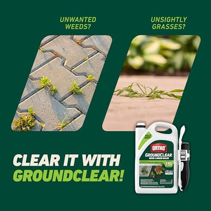 Ortho GroundClear Weed and Grass Killer with Comfort Wand, Kills Dandelions, Chickweed, Crabgrass, Moss and More in Patios and Landscapes, OMRI Listed, 1 gal.