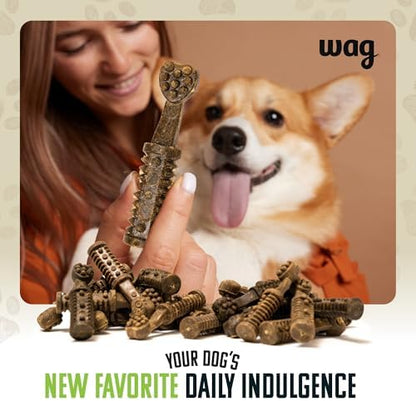 Amazon Brand - Wag Dental Dog Treats to Help Clean Teeth & Freshen Breath - Medium, Unflavored, 36 Count (Pack of 1)