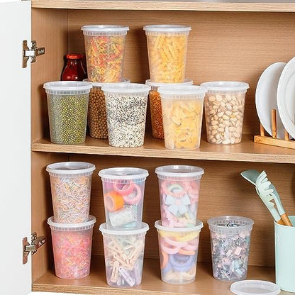 AOZITA 20 Sets 32 oz Plastic Deli Food Containers With Lids, Airtight Food Storage Containers, Freezer/Dishwasher/Microwave Safe, Soup Containers For Takeout Meal Prep Storage
