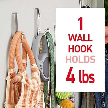 Command Large Satin Brass Double Hooks, 2 Coat Hooks and 2 Command Strips, Damage-Free Hanging with Adhesive, No Tools Great for Hanging Home Decor, Holds up to 4 lb