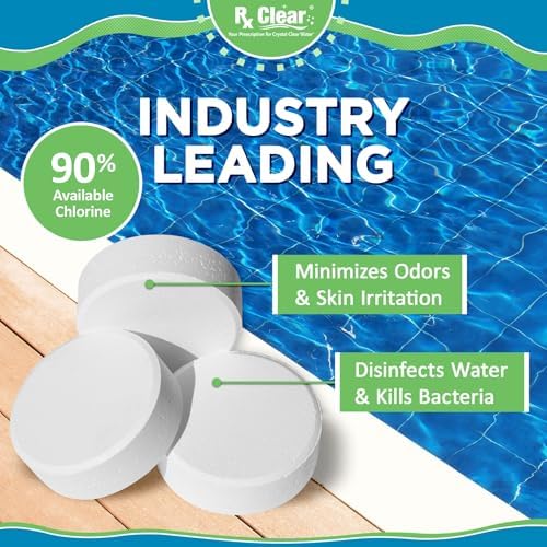 Rx Clear 3" Inch Chlorine Tabs | 5 Pounds | Individual Stabilized Chlorinating Tablets for Sanitizing Swimming Pools | Long Lasting, Slow Dissolving, and UV Protected