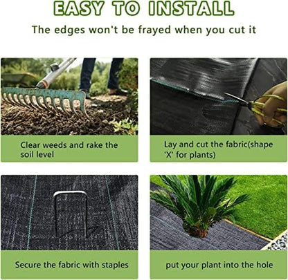3ftx50ft Weed Barrier Landscape Fabric Heavy Duty，Weed Block Gardening Ground Cover Mat, Weed Control Garden Cloth ，Woven Geotextile Fabric for Underlayment，Commercial Driveway Fabric