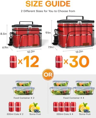 HOTOR Insulated Lunch Box for Men & Women - Leak-Proof Cooler Lunch Bag with 4 Pockets, Adjustable Strap, Ideal for Work, Picnic, Travel - Medium, Navy Blue, 10.2"×6.9"×8.5"