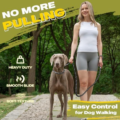 Fida Durable Slip Lead Dog Leash, 6 FT x 1/2" Heavy Duty Dog Loop Leashes, Comfortable Strong Rope Slip Leash for Large Medium Dogs, No Pull Pet Training Lead with Highly Reflective(1/2", Black)
