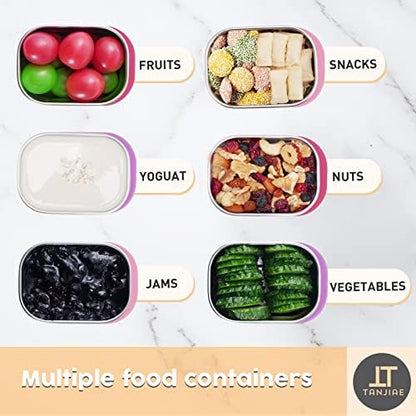 Small (1 CUP) Stainless Steel Snack Containers for Kids | Easy Open Leak Proof Food Containers with Silicone Lids - Perfect Metal Toddler Lunch Box for Daycare and School (8oz)
