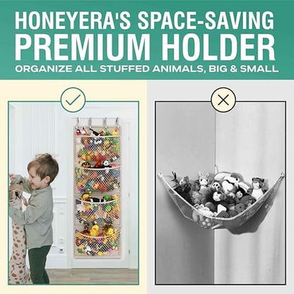 The Original Stuffed Animal Storage (Patent Pending) - Over Door Organizer for Stuffies, Baby Ideas Holder, Toy Plush/Hammock Hanging Storage Net Big Girls Toddler Large Bag Animals