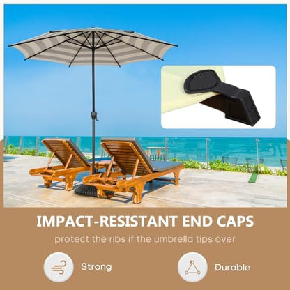 Abba Patio 9FT Lyon Outdoor Patio Umbrella Outdoor Table Umbrella with Push Button Tilt and Crank Market Umbrella 8 Sturdy Ribs UV Protection Waterproof for Garden Deck Backyard Pool, Stripe