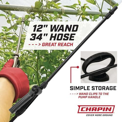 Chapin 20002 Made in USA 2 -Gallon Lawn and Garden Pump Pressured Sprayer, for Spraying Plants, Garden Watering, Lawns, Weeds and Pests, Translucent White