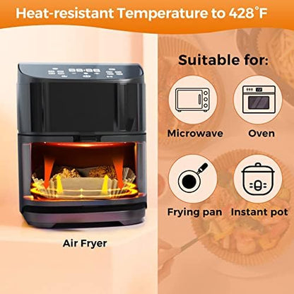 Air Fryer Paper Liner Disposable - 100PCS 6.5 Inch Square Liners for Air Fryer, Grease and Water Proof Non Stick Basket Parchment Paper