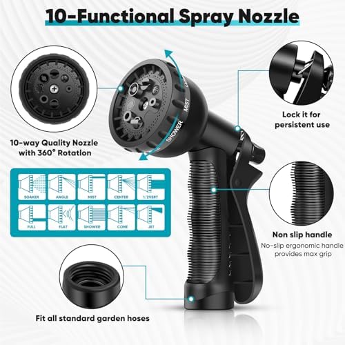 Garden Hose 50ft, Non-Expanding Water Hose Ultra Lightweight, Kink-Free, Sturdy, Flexible, Abrasion Resistant Hose for Yard, Lawn, Outdoor, Marine and Camper