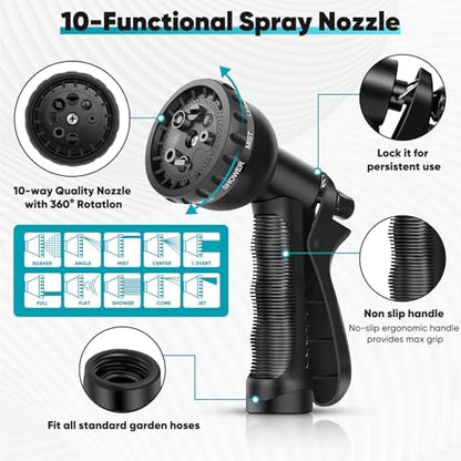 Garden Hose 50ft, Non-Expanding Water Hose Ultra Lightweight, Kink-Free, Sturdy, Flexible, Abrasion Resistant Hose for Yard, Lawn, Outdoor, Marine and Camper
