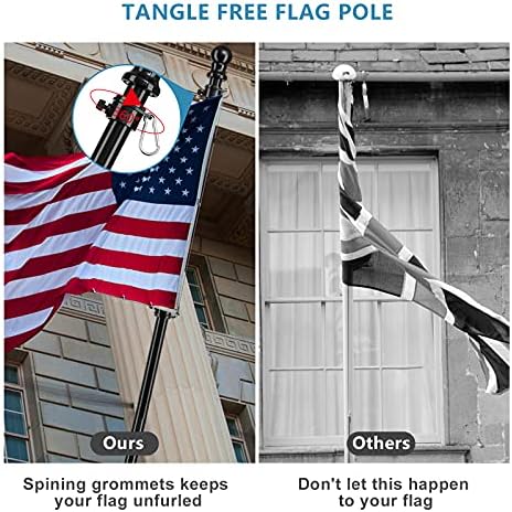 Barcetine American Flag Poles for Outside House - 5ft Tangle Free Flag Pole for House with Holder Bracket,Residential Flagpole Kit for Outdoor Porch Garage - Black