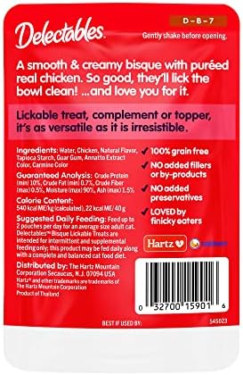 Hartz Delectables Non-Seafood Bisque Lickable We Cat Treats for Adults & Senior Cats, Chicken (Pack of 12)