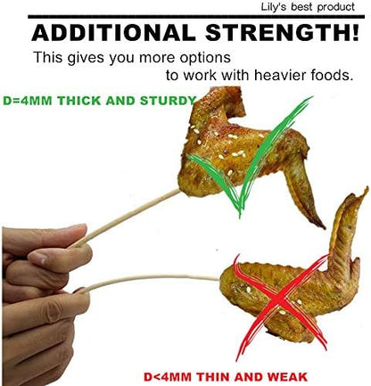 HOPELF 16" Natural Bamboo Skewers Sticks for BBQ，Kabob，Grilling，Barbecue，Kitchen，Roasting，Marshmallows，Plant Stakes，Crafting.Φ=4mm, More Size Choices 6"/8"/10"/12"/14"/30"(100 PCS)