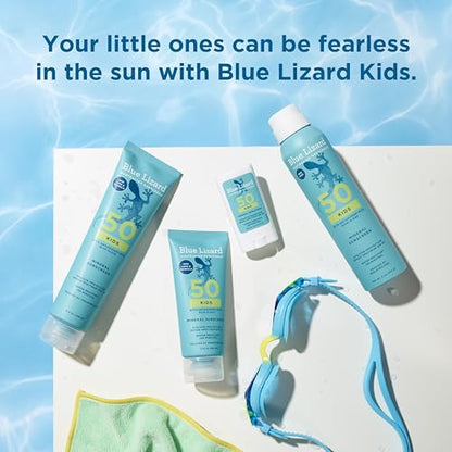 Blue Lizard Kids Mineral SPF 50 Sunscreen Lotion, 100% Mineral, Children’s Sunscreen, Water-Resistant Formula, Paraben-Free, Fragrance-Free, 3 fl oz