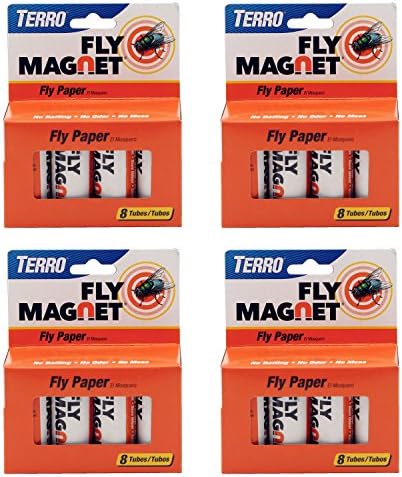 TERRO T518 Magnet Sticky Fly Paper Trap, 4 Pack, Orange