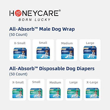 HONEY CARE All-Absorb Disposable Female Dog Diapers M Size, Improved Bigger Size, 36 Count, Super Absorbent, Breathable, Wetness Indicator (Pack of 1, 36 Count Total)