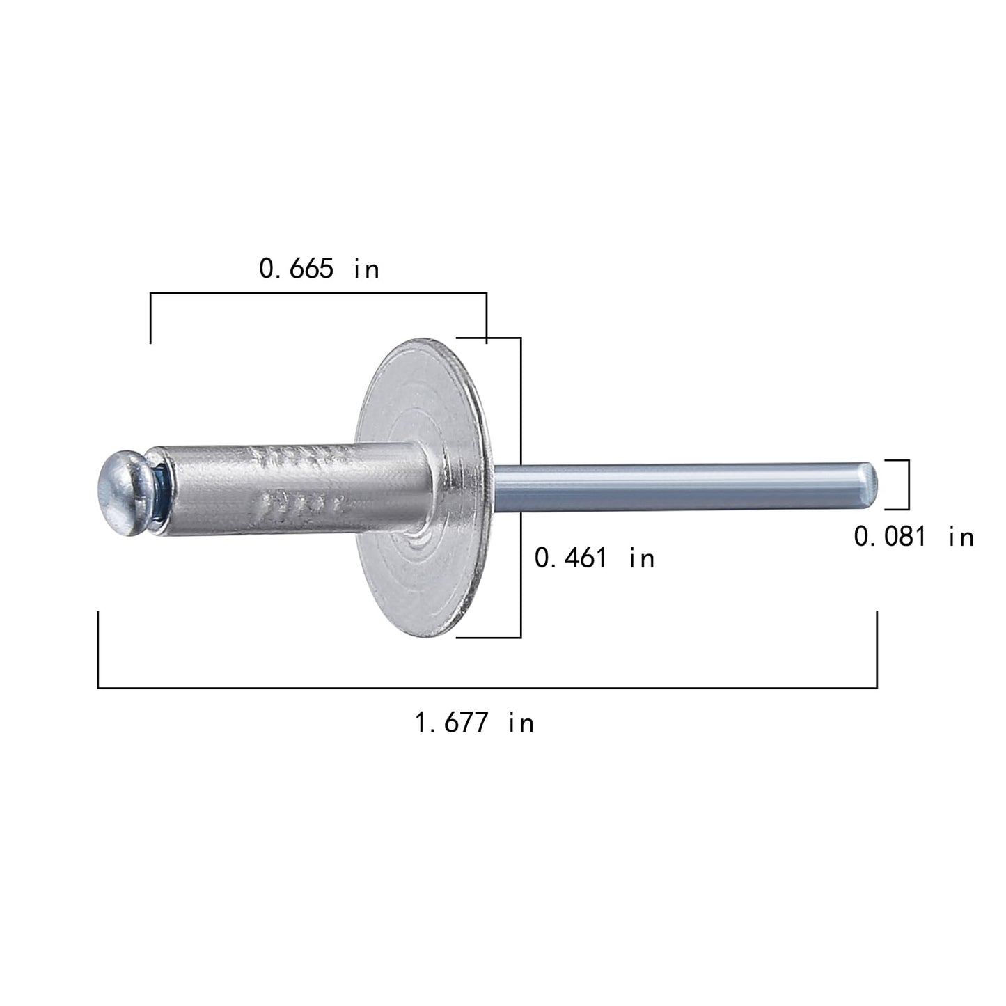 Wensilon(200 pcs) 5/32 * 1/2" Large Cap Open End Aluminum Blind Rivets,4 * 13 Blind Rivet